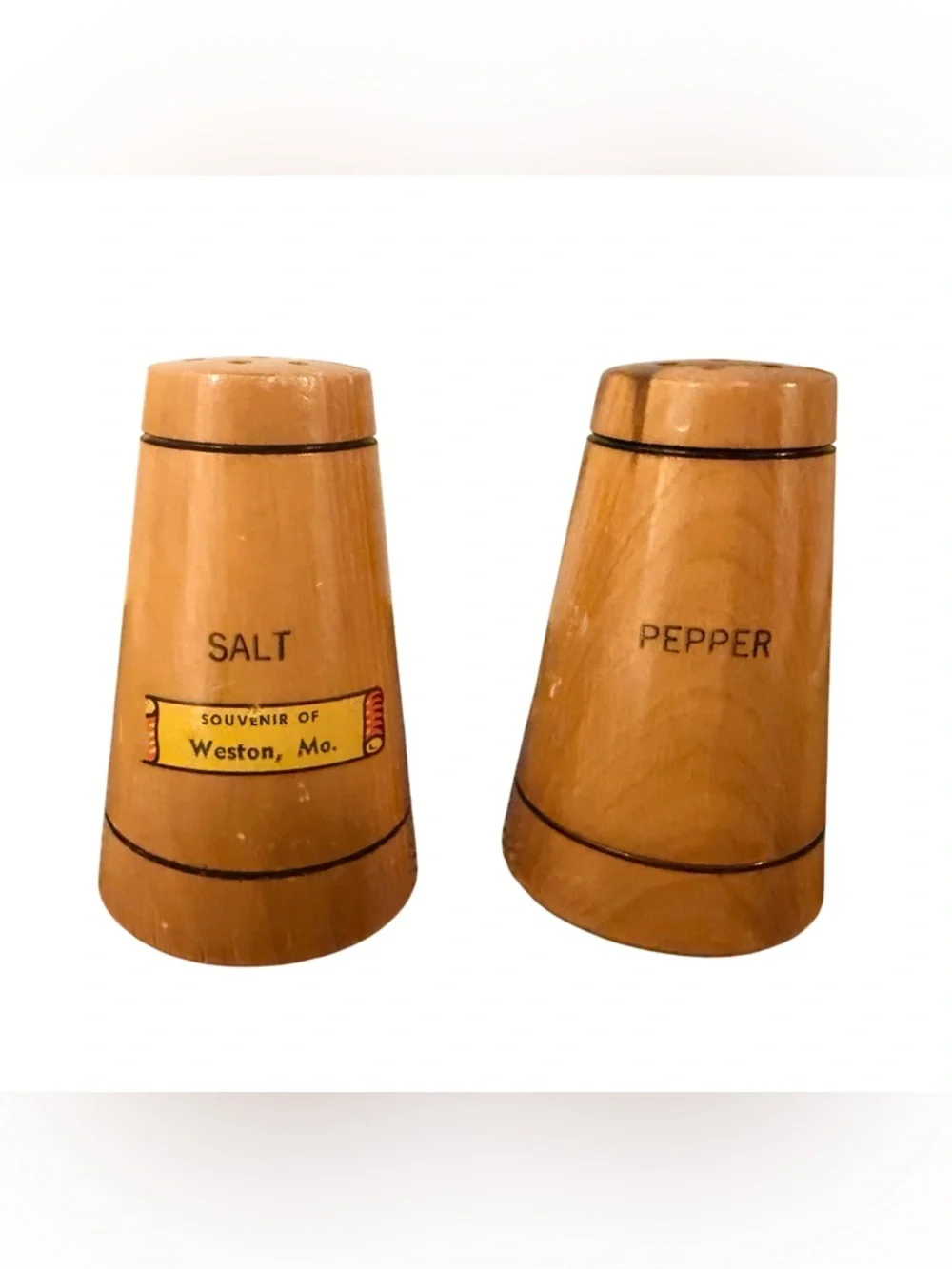 Vintage Wooden Souvenir Salt & Pepper Shakers From Massachusetts